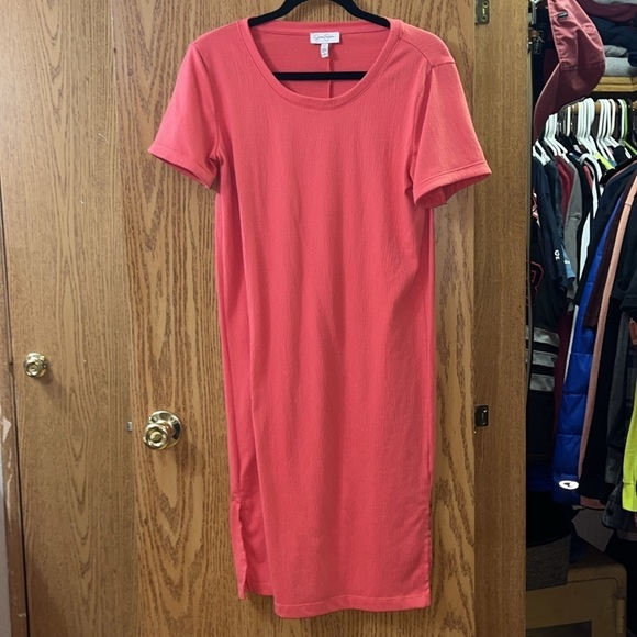 Jessica Simpson midi crepe coral dress - Picture 1 of 5